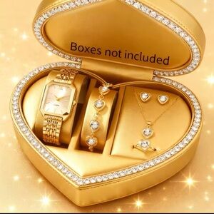 Gold-Tone Heart Jewelry Set with Watch - Women Accessories BOX NOT INCLUDED